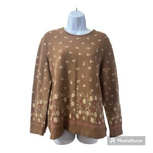 ORVIS Ladies Brown Pullover Top Like New Size Large